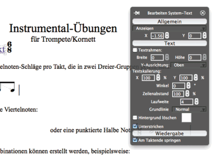 Sibelius Text und Typografie